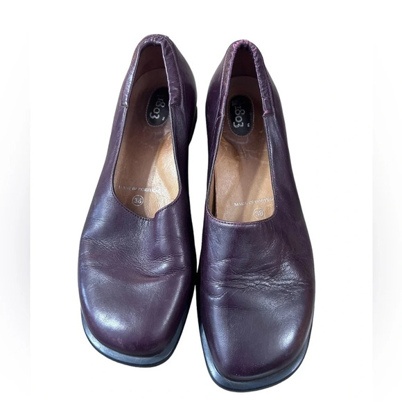 1803 Brown Leather Slip on shoes size 38 - Picture 1 of 14